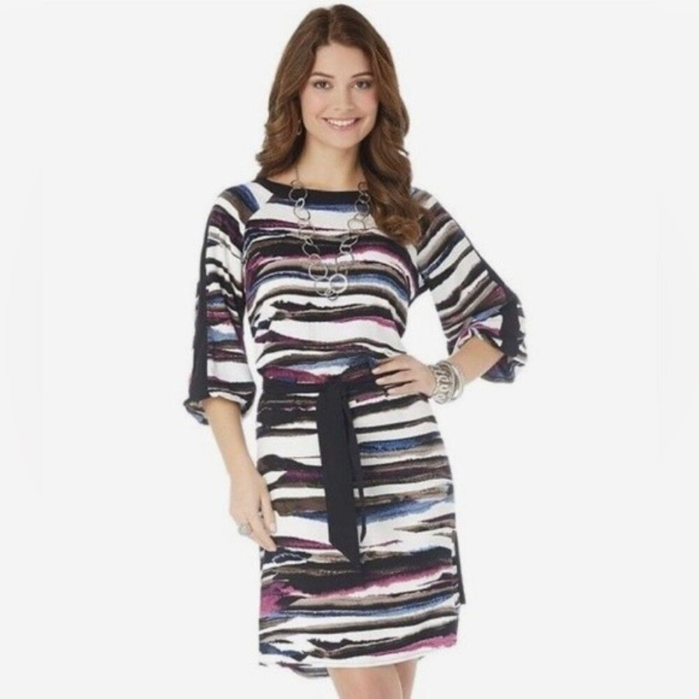 Daisy Fuentes colorful print challis shift dress size XL